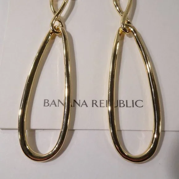 Banana Republic Metallic Gold Infinity Hoop Earrings NWT 45 - Picture 3 of 3